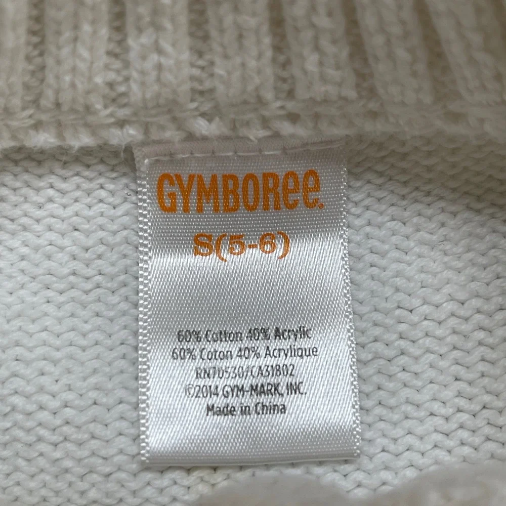 Gymboree Kids Sweater‎ Cardigan S 5-6 White Snowflake Fair Isle Knit Cotton